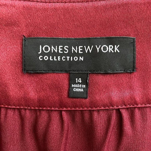 Jones New York Ruby Red Cowl Neck Blouse size 14 with Beading Detail - Picture 4 of 9